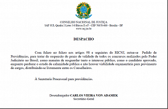 Conselho Nacional de Justiça suspende validade dos concursos do judiciário. Conselho Nacional de Justiça suspende validade dos concursos do judiciário.