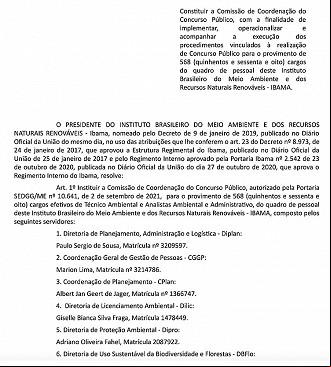 Comissão organizadora do concurso IBAMA 2022 Comissão organizadora do concurso IBAMA 2022
