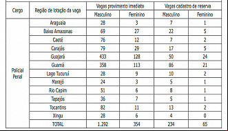 Vagas do concurso SEAP-PA 2021 Vagas do concurso SEAP-PA 2021