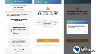 Saque do FGTS pode ser cancelado pelo aplicativo. Imagem: Ache Concursos. Saque do FGTS pode ser cancelado pelo aplicativo. Imagem: Ache Concursos.