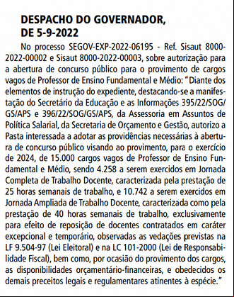 Autorização do Concurso - SEE SP Autorização do Concurso - SEE SP