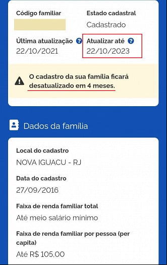 Consulta no app Cadúnico mostra quando a família deve atualizar o cadastro Consulta no app Cadúnico mostra quando a família deve atualizar o cadastro