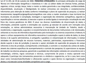 Principais atribuições para Técnico do IBGE - Reprodução/IBGE Principais atribuições para Técnico do IBGE - Reprodução/IBGE