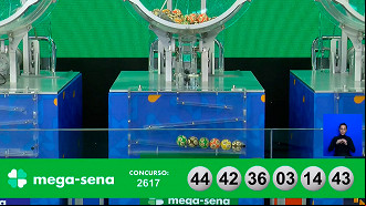 Números sorteados na Mega-Sena 2617. Créditos: Reprodução/Caixa Números sorteados na Mega-Sena 2617. Créditos: Reprodução/Caixa