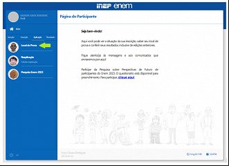 Página de consulta do local de prova do ENEM Página de consulta do local de prova do ENEM