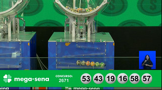 Números sorteados na Mega-Sena 2671. Créditos: Reprodução Números sorteados na Mega-Sena 2671. Créditos: Reprodução