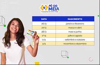 Calendário Pé-de-Meia vai até 03 de abril Calendário Pé-de-Meia vai até 03 de abril