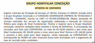 Extrato de contratação entre a banca organizadora e o GHC Extrato de contratação entre a banca organizadora e o GHC