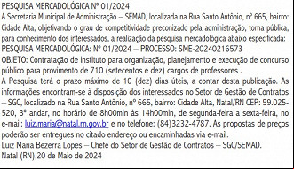 Pesquisa mercadológica para contratar banca organizadora