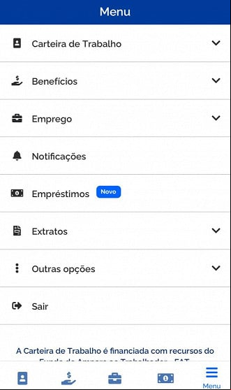 Aplicativo Carteira de Trabalho Digital/Empréstimo CLT