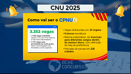 CNU 2025 terá 3.352 vagas em 35 órgãos; veja lista CNU 2025 terá 3.352 vagas em 35 órgãos; veja lista